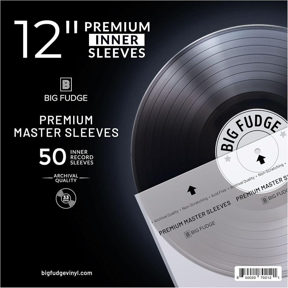 BIG FUDGE Premium 12 Inch Inner Sleeves 50 Pack Archival Rice Paper Anti Static