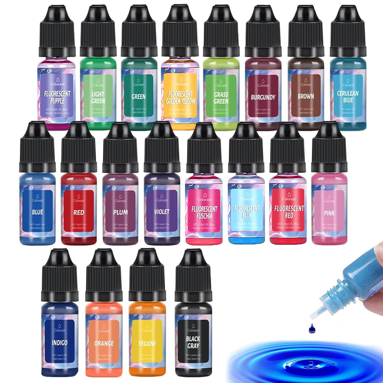 Candle Dye, 20 Colors Candle Colour Dye, Highly Concentrated Oil-Based Wax Dyes for Wax Melts (10ml Each)