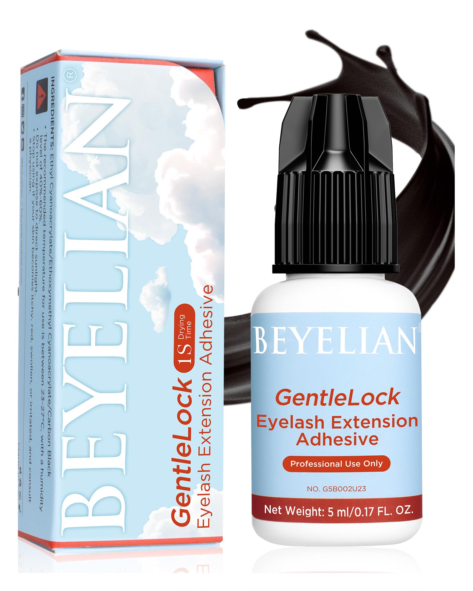 Photo 1 of BEYELIAN Sensitive Eyelash Extension Glue, 1 Sec Dry Lash Extension Glue No Irritation Waterproof Long Lasting Strong Hold Adhesive Professional Use Only 0.17fl.oz/5ml (B02)