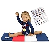 Emily Rose 18 Inch Doll Gymnastics Outfit 4-Piece Gymnast Playset | Leotard, Tumbling Mat, Gold Medal & Face Stickers | USA Brand, Premium Quality 18” Doll Clothes & Accessories