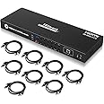 TESmart 16x1 HDMI KVM Switch 16 Port Enterprise Grade Support 4K 60Hz Ultra HD Console Rack Mount Switcher with 8 Pcs 5ft KVM Cable,USB 2.0 Device Control up to 16 PCs/Servers,RS232,LAN Port Control