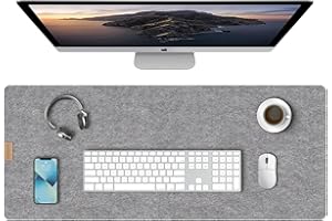 ANSTRON Large Felt Desk Mat,Anti-Slip Rubber Particles Resistant Mouse Pad,Office Desk Protector with Anti-Slip Base,Desk Pad, Extended Mouse Mat,for Home and Offic (Grey, 31.4x15.7inch)