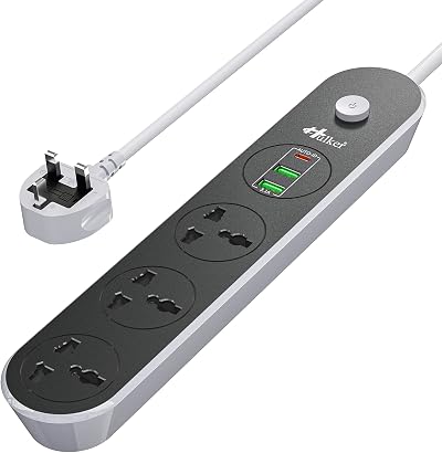 Hulker 3 Way Extension Lead 3 USB Type C UK Universal Socket 1.6M Cord 3250W