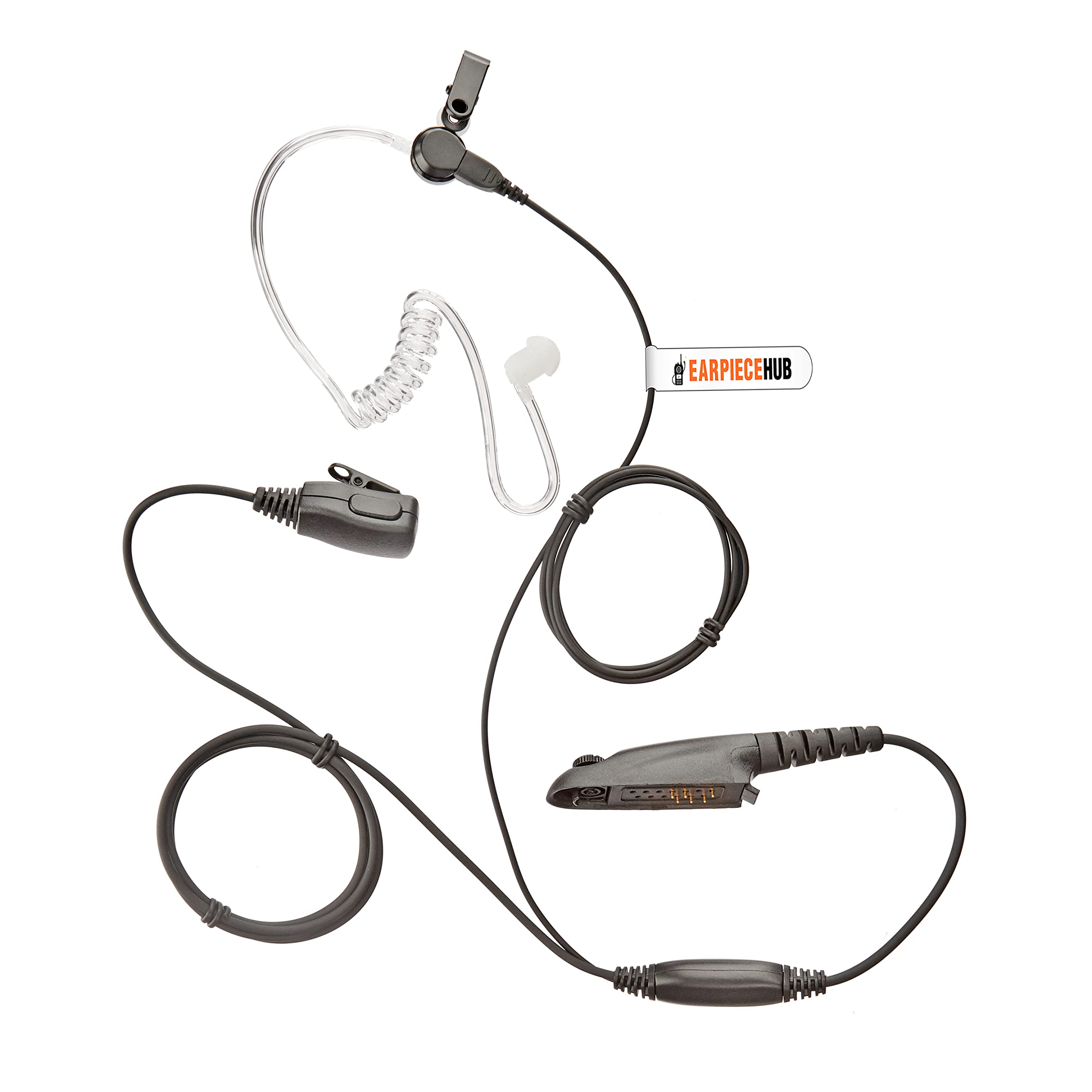 EarpieceHub Bodyguard Style Covert Acoustic Tube PTT Microphone Earpiece Headset Compatible with MOTOROLA Radio (Multi Pin) GP328, GP340, GP640