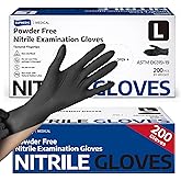 Supmedic Soft Max™ Disposable Nitrile Gloves, Black Powder Free Latex Free Food Safe Cooking Clean Medical Exam Gloves 200 Ct