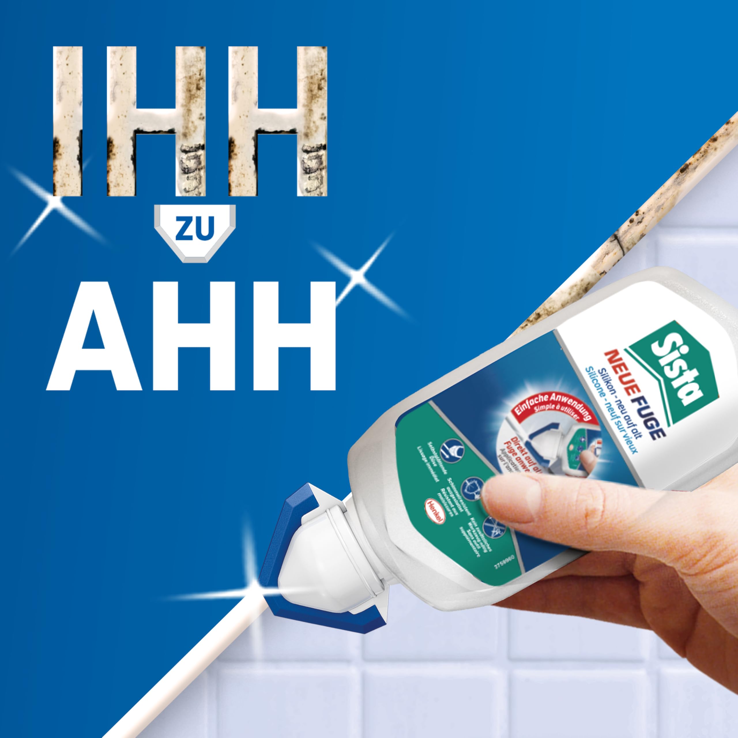 Sista Pattex NEUE FUGE, weiße Silikon Dichtmasse, in wenigen Minuten von IHH zu AHH, schimmelresistentes Sanitärsilikon für Küche und Bad, einfache Erneuerung von Fugen in nur einem Schritt, 1x80ml 9