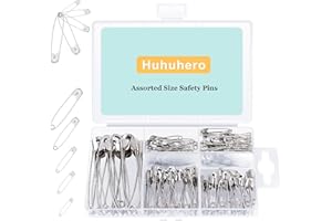 Huhuhero 160Pcs Safety Pins, Large & Small Safety Pins for Clothes Sewing Craft, Nickel Plated Steel Assorted Size Pins Bulk, Art and Craft Supplies (Sliver)