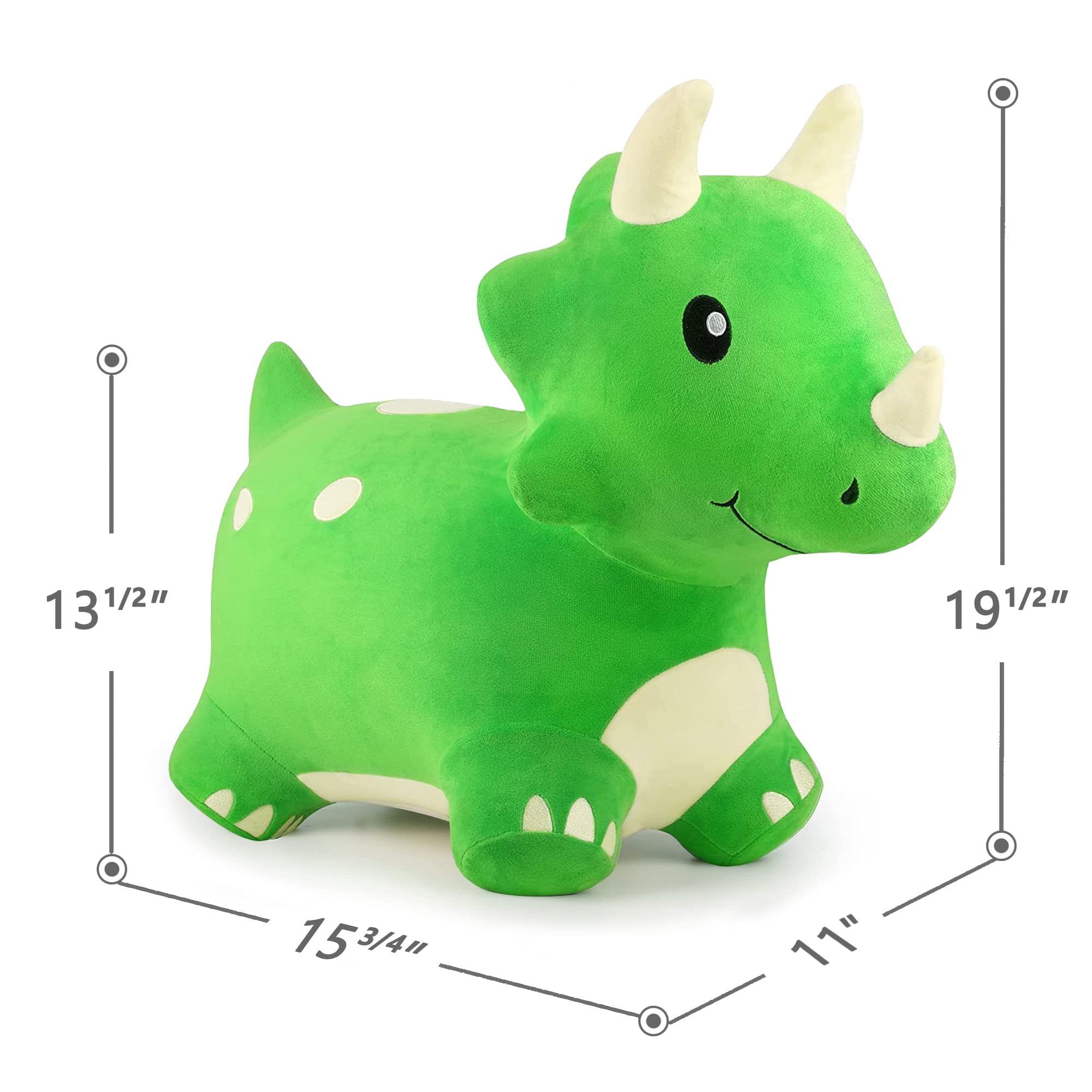 iPlay, iLearn Bouncy Pals Dinosaur Hopper Toy 2 Year Old Boy, Toddler Plush Bounce Animals, Ride on Bouncing Triceratops for Kids, Outdoor Hopping Horse Bouncer, Cool Birthday Gifts 3 4 5 6 Yr Girls