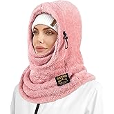 Ski Mask Balaclava for Women Men, Winter Full Face Mask Hooded Scarf for Cold Weather, Warm Fleece Head Cover Neck Warmer