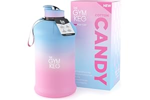 THE GYM KEG Sports Water Bottle Insulated | Half Gallon | Carry Handle | Big Water Jug For Sport | Large Reusable Water Bottles | Ecofriendly, Tritan BPA Free Plastic, Leakproof (Cotton Candy, 2.2 L)