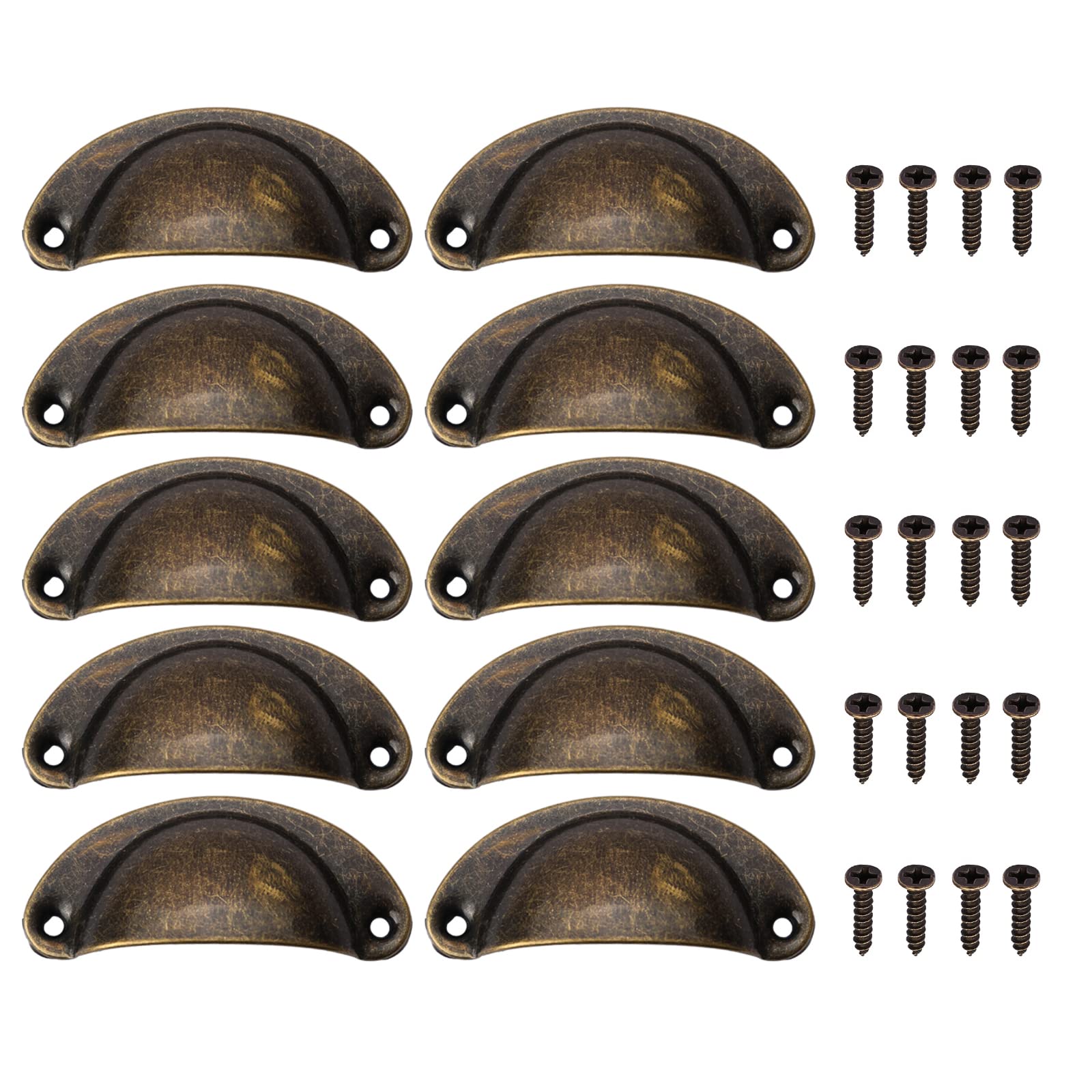 Yuechenggui 10 Pcs Vintage Shell Cup Drawer Handle Retro Pull Handles Semicircle Metal Pull Handle Half Moon Closet Door Drawer Knob Antique Bronze Furniture Knobs
