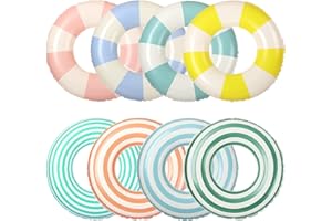Libima 8 Pcs Inflatable Pool Floats for Adults, Swimming Rings Swim Tube Pool Rings Floaties for Adults Hawaiian Beach Party Decorations