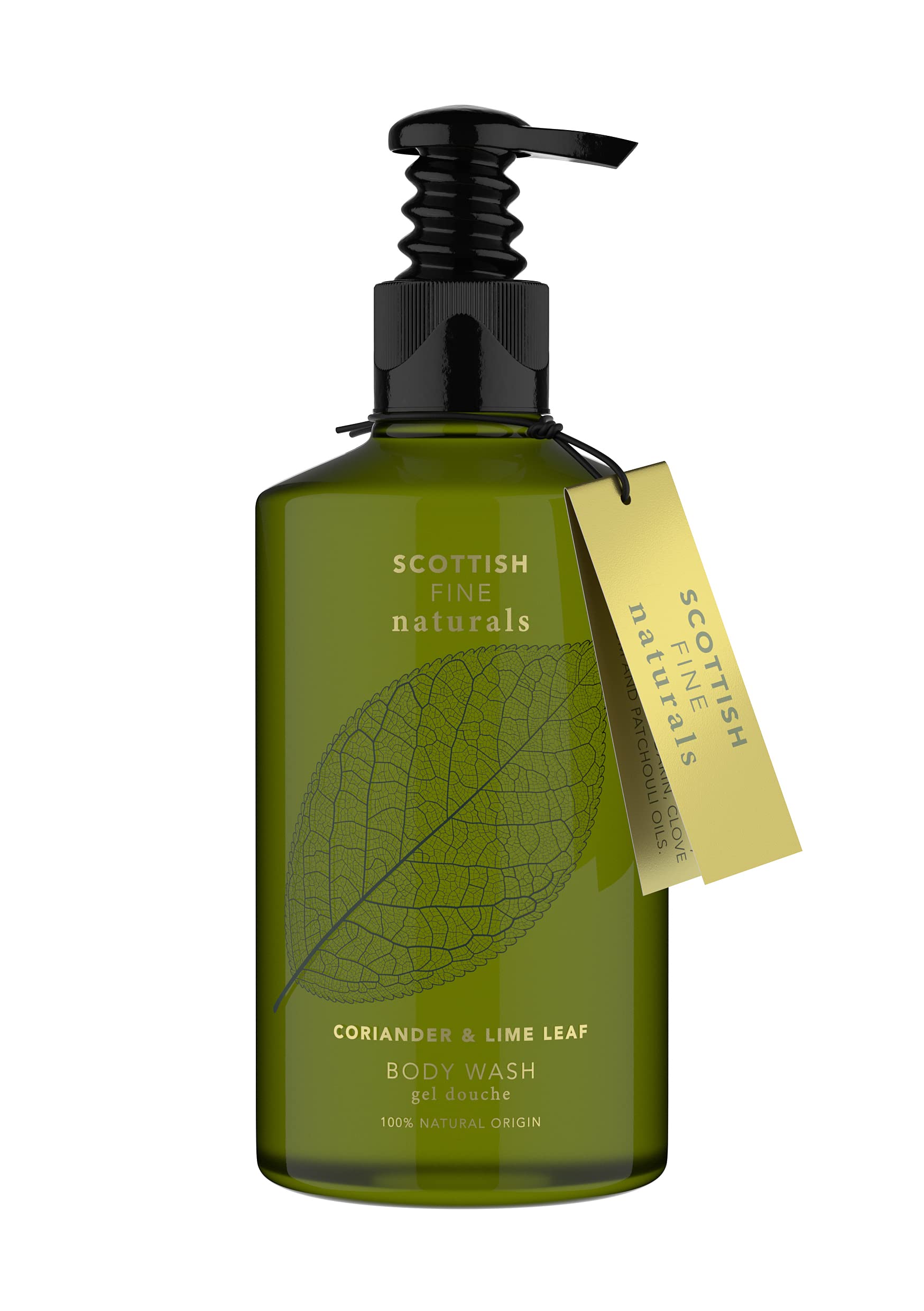 Scottish Fine Naturals Body Wash - Coriander and Lime Leaf - Enriched With Aloe Vera - Hydrating and Regenerative - Sensitive Formula - Vegan Friendly - 300ml