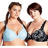 Curve Muse Women's Plus Size Add 1 and a Half Cup Push Up Convertible Lace Bras