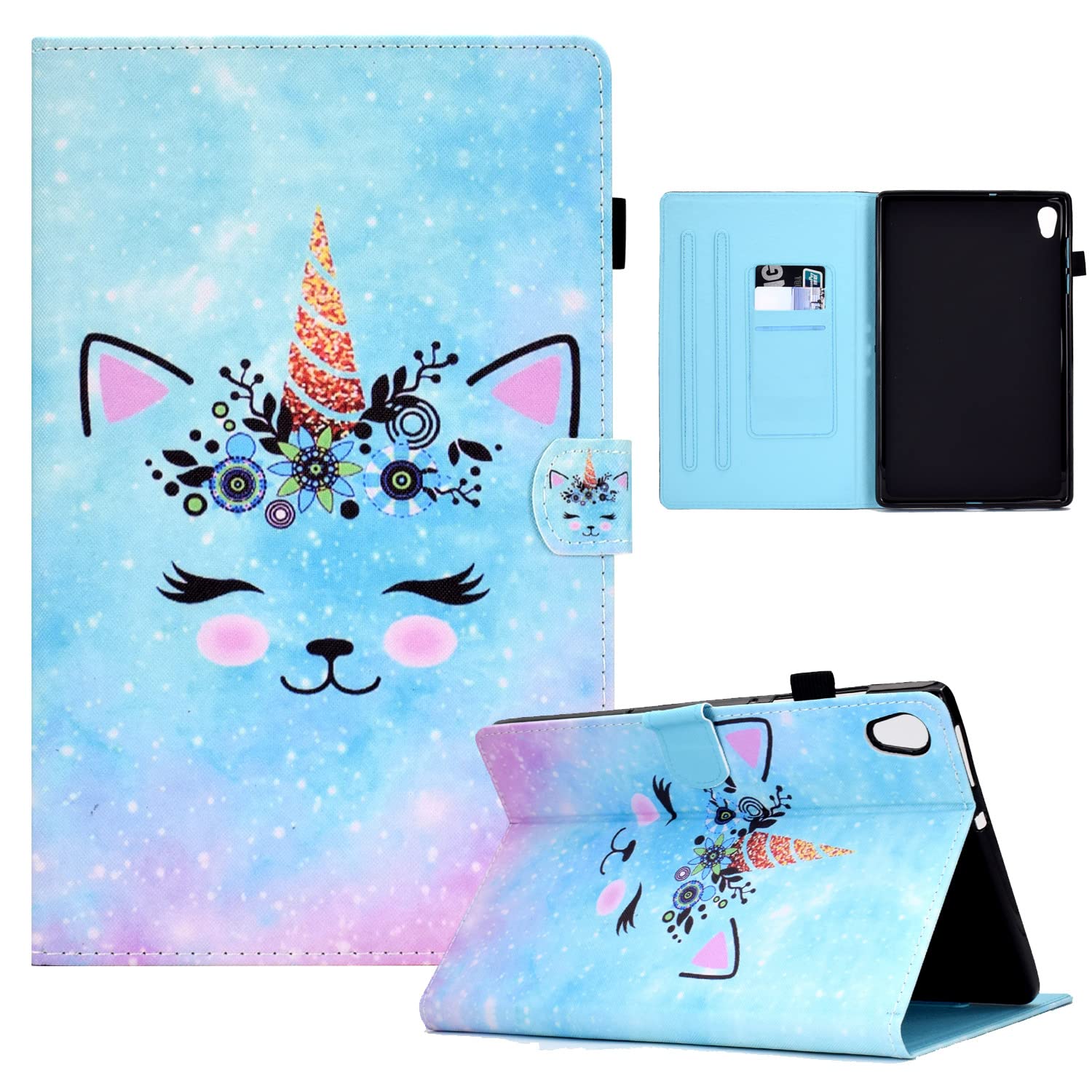 Rosbtib Case Lenovo Tab M10 HD (2nd Gen) 10.1" Tablet 2020 (TB-X306F/TB-X306X), PU Leather Multi-Angle View Cover with Card Slot Automatic Wake-up/Dormant Function Lenovo Tab M10 HD Gen2, Unicorn
