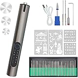 Ffather's Day Gifts, Portable DIY Electric Engraving Pen with 34 Bits, Mini Engraver Pen for All Materials - USB Rechargeable