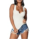 winkbay Women's Summer Notch V Neck Tank Top Sleeveless Ribbed Knit Going Out Tops