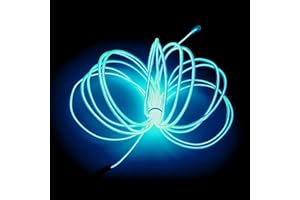 MaxLax EL Wire Ice Blue, 9.8ft/3m Portable Battery Pack Neon Light Strip 360° Cuttable Glowing Rope Lights for Parties, Halloween, DIY Decoration