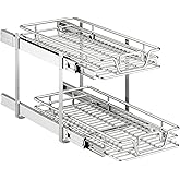 QUYUWU 2-Tier Kitchen Cabinet,Pull Out Cabinet Organizer,Shelf and Drawer Organizer Slide Out Pantry Storaqe Basket in Multiple Sizes (12" W x21 D)