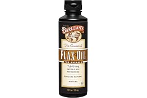 Barlean's Flaxseed Oil for Animals, Pet Essential Liquid Omega 3 Fatty Acids Cat and Dog Oil Supplements for Skin and Coat, Omega 3 for Dogs, Cats and Other Pets, 12 oz