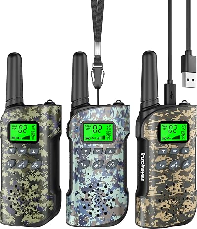 Inspireyes Rechargeable Walkie Talkies 3-Pack Kids Toy Gift Long Range 48Hr