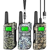 Inspireyes Walkie Talkies for Kids Rechargeable,Toys for Boys and Girls Ages 3-12, 3 Pack Long Range 2-Way Radios, Birthday Gifts,Christmas Stockings, Outdoor Play, Family Games, Hiking Camping Gear