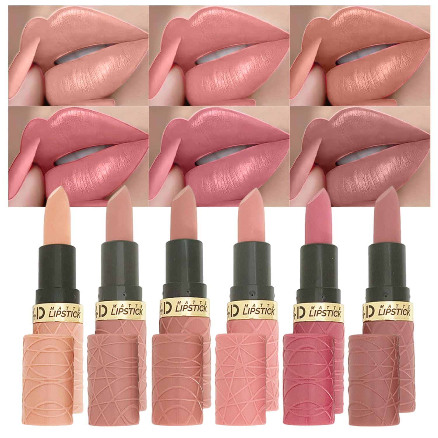 Matte Lipstick Set 6 Pcs Lipstick Pack with Nude, Rose, Coffee & Brown Shades Waterproof, Long-Wearing Lip Stick Formula with Rich Colors & Pigments Soft Velvety Lip Makeup Set (#A, medium)