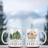 Didaey 2 Pcs Abuela Abuelo Coffee Mugs Gifts New Grandparents Pregnancy Announcement Gifts for Christmas Mothers Day, Navidad, Birthday 12 oz