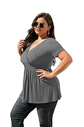 TIANZHU Plus Size Tops for Women Peplum Tunic Top