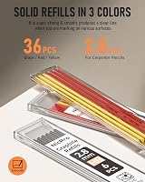 Nicpro 3 Pack Carpenter Pencil with Sharpener 39 Refills Deep Hole Marker view 4