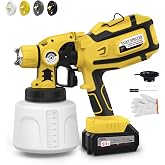 KORKIE Cordless Paint Sprayer, 2200mAh, 5 Nozzles, 1400ML HVLP | High-Speed Motor | 3 Patterns | Real-Time Display | Makita 20V Compatible | House, Fence, Furniture, Cabinet