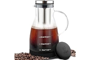 Bean Envy Cold Brew Coffee Maker - 32 oz Glass Coffee Cold Brew Maker and Pitcher w/Silicone Cap & Base