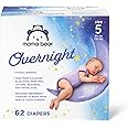Amazon Brand - Mama Bear Overnight Diapers, Hypoallergenic, Size 5 (62 count), Disposable Baby Diapers, Night Time Protection, White