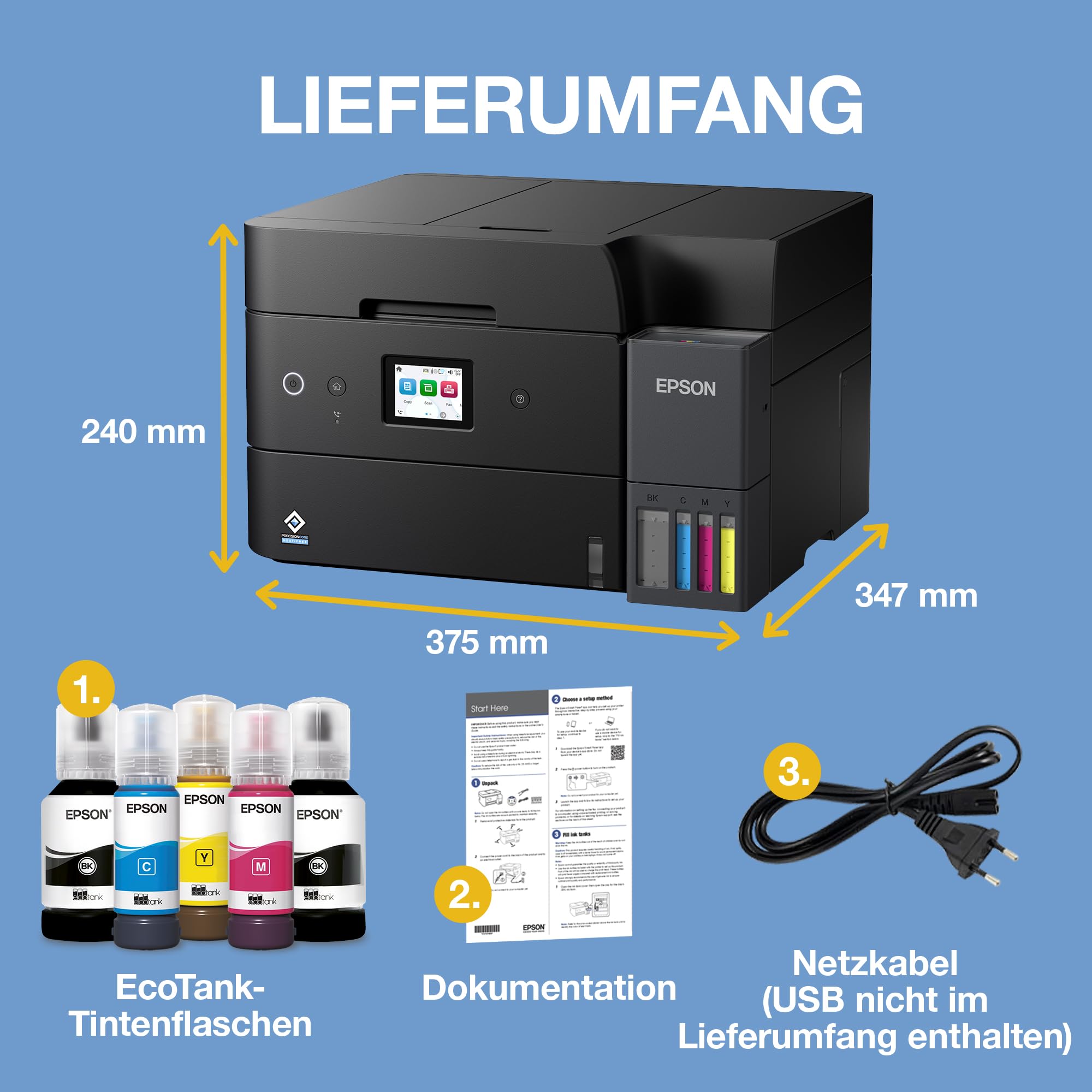 Epson EcoTank ET-4955 A4-Multifunktionsdrucker mit Wi-Fi & AirPrint Tintentank, automatischem Dokumenteneinzug, Duplexdruck, Scannen, Kopieren & Fax, bis zu 3 Jahre Tinte im Lieferumfang enthalten 4