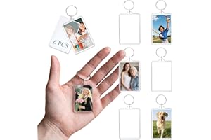 Personalized Custom Picture Frame Keychain 6PCS Acrylic Clear Rectangle Photo Keychain Blanks DIY for Loved Ones Keepsakes