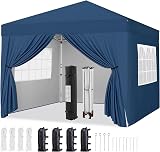 Yaheetech Pop-Up Gazebo 3x3 with 4 Removable Side Panels Navy Blue