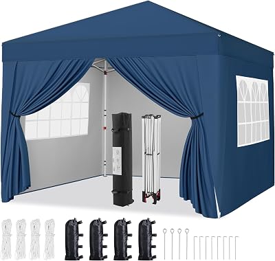 Yaheetech Pop-Up Gazebo 3x3 with 4 Removable Side Panels Navy Blue