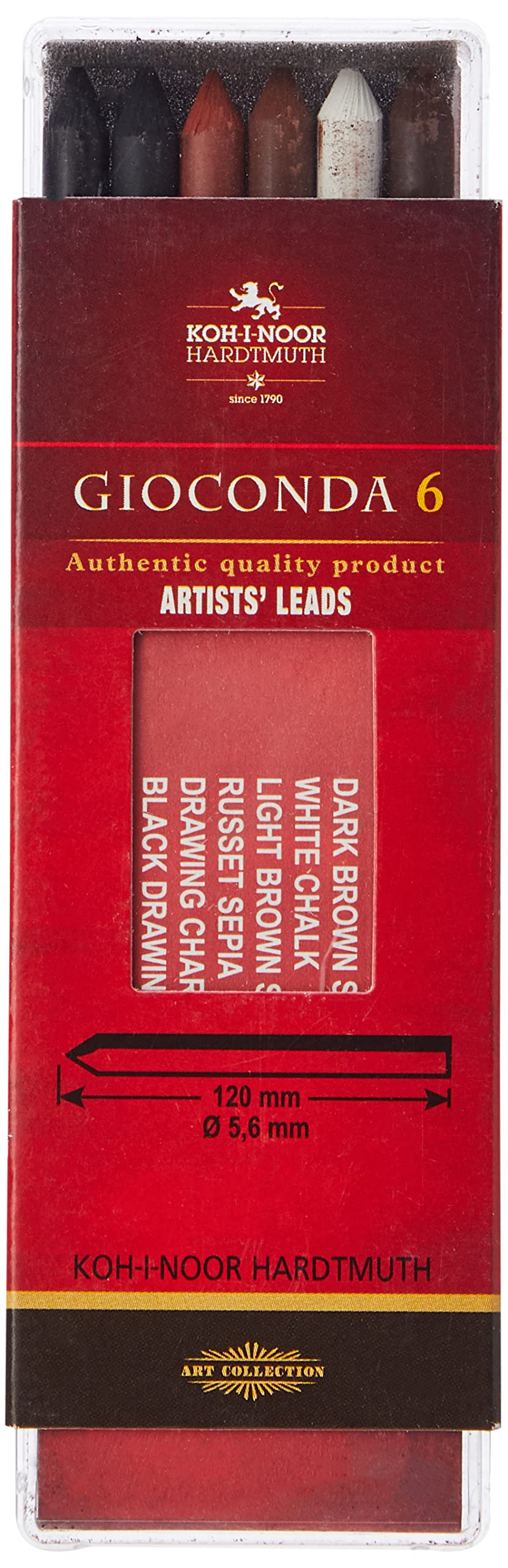 KOH-I-NOOR Drawing Chalks for 5.6mm Diameter III Mechanical Pencil (Set of 6)