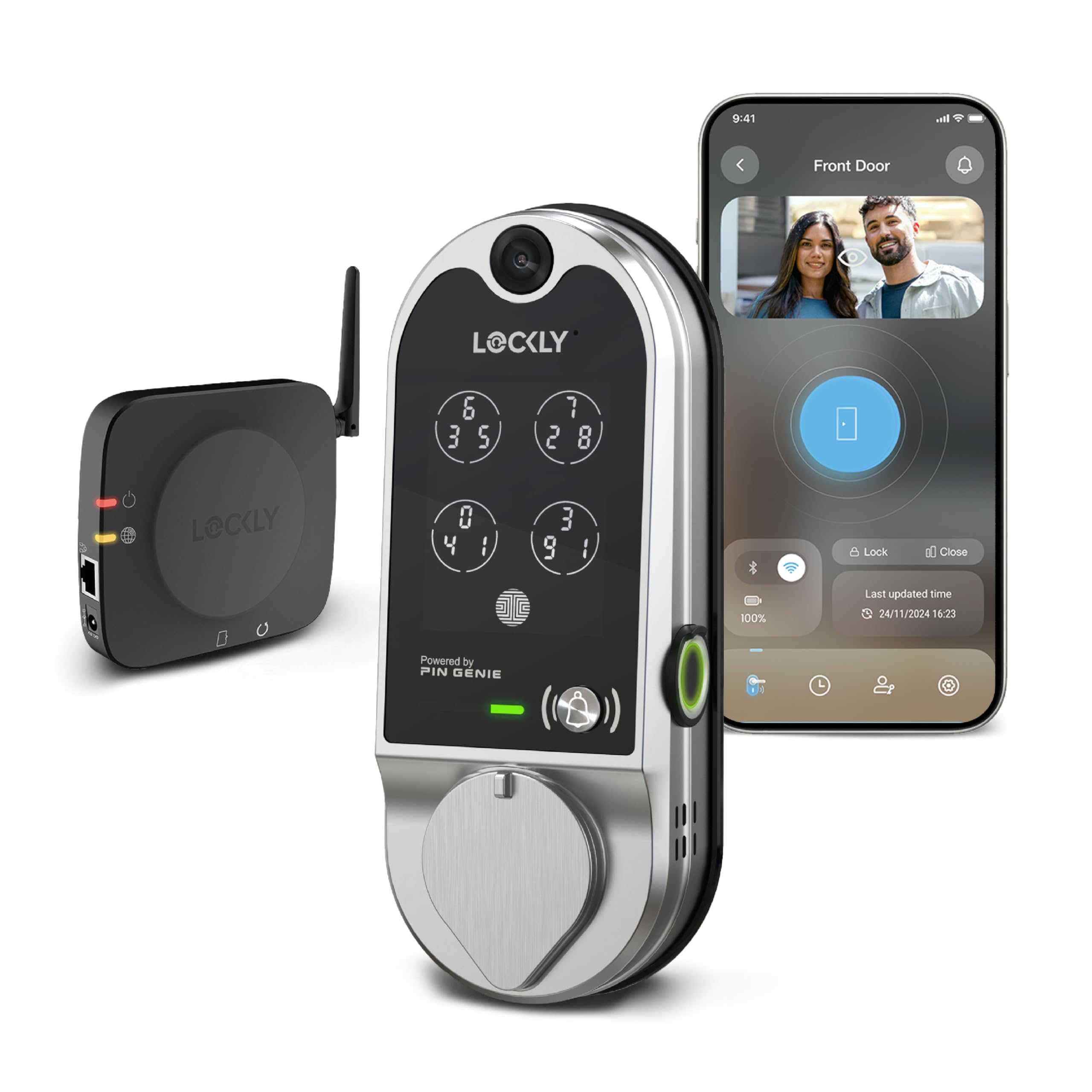Photo 1 of Lockly Vision Smart Lock, HD Video Doorbell Smart Locks for Front Door, Fingerprint Door Lock, Touchscreen Keypad, App Control, No Monthly Fee, Auto Lock - Satin Nickel