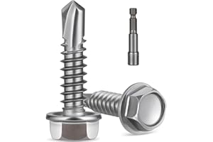 Krysay Self Drilling Screws for Metal,#10 x 3/4" (130Pcs),Hex Washer Head 410 Stainless Steel,Self Tapping Sheet Metal Screws