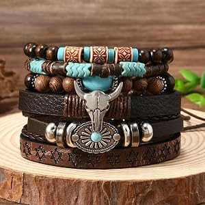 Western Boho Leather Bracelet for Women Men Chic Stack Western Style for Country Concerts, Cowgirl Outfits & Boho