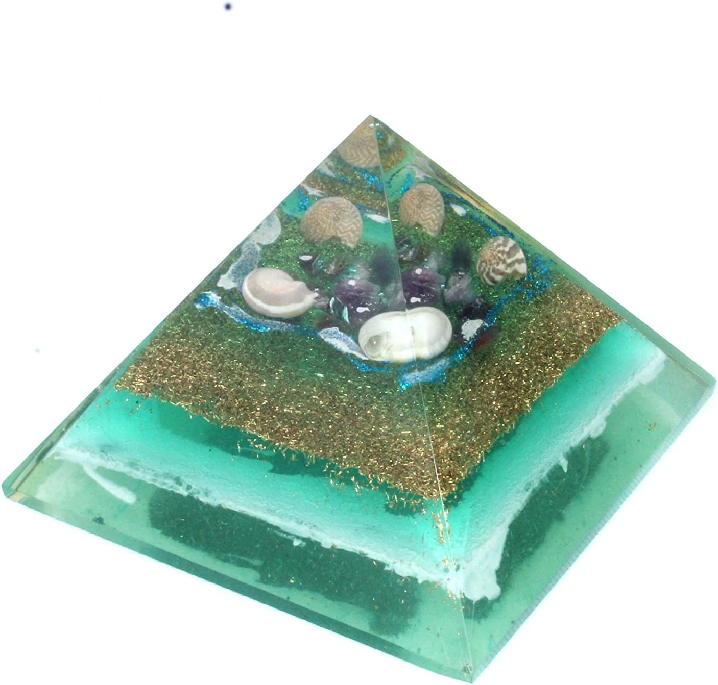 Mixed Media - Jet Energized Handmade New Ocean Orgone Energy Pyramid Approx 200-220 Grams. Free Booklet Crystal Therapy Nervous System, Birds Leadership Wealth Blessings Cleansings Purification Creativity.