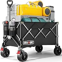 Overmont Ultra-Compact Collapsible Wagon Cart - 200L Portable Folding Wagon with All-Terrain Wheels, Utility Foldable Wagon f