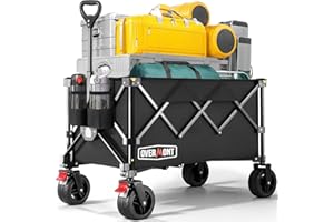 Overmont Ultra-Compact Collapsible Wagon Cart - 200L Portable Folding Wagon with All-Terrain Wheels, Utility Foldable Wagon f