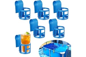 Bazyrock 6 Pcs Poolside Cup Holder for Above Ground Pools,Plastic Pool Cup Holder No Spills Pool Drink Holder Round Fits 2 Inch or Less Round Top Bar