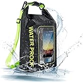 TYUTOSEG IP68 Waterproof Dry Bag, 2L - Roll Top Waterproof Pool Bag，Dry Bags for Kayaking Waterproof-w/Phone Pouch,Large Waterproof Phone Pouch,Boating & Kayak Accessories Camping (Black 5L)