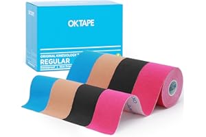 OK TAPE Regular Kinesiology Tape (4 Pack), Original Cotton Athletic Tape for Support Muscle Joint Knee, Sports Waterproof Tape Uncut Strips Latex Free, Hypoallergenic, 2in×16.4ft - 4 Colors