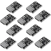 UMLIFE 10 Pack Ultra-Mini USB Type C 3.7V Lithium Battery Charger Board 4.2V Charging Module with Protection Circuit and LED 