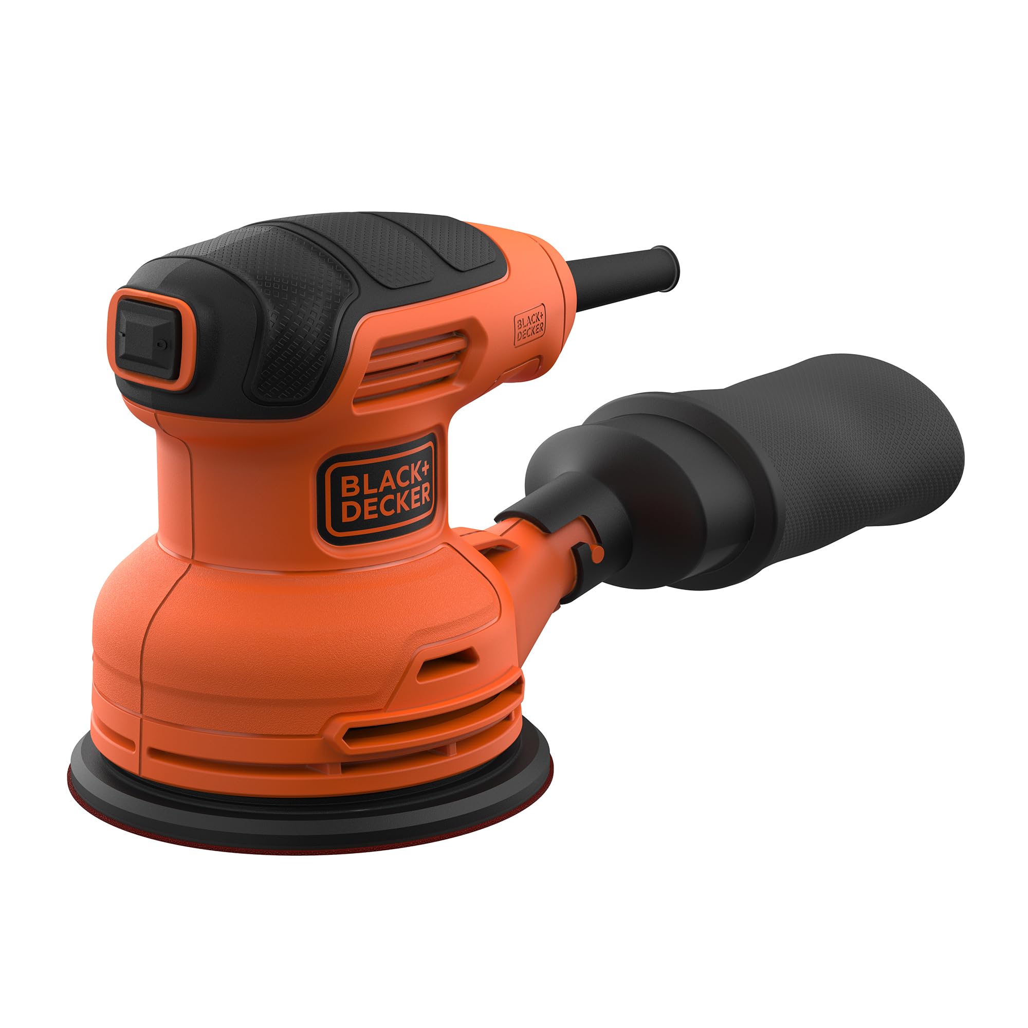 BLACK+DECKER 230W Random Orbital Sander, 13,000 RPM Electric Sander for Wood, Metal, Glass with Integrated Dust Collection, Easy Sandpaper Change, and Ergonomic Grip, BEW210-GB