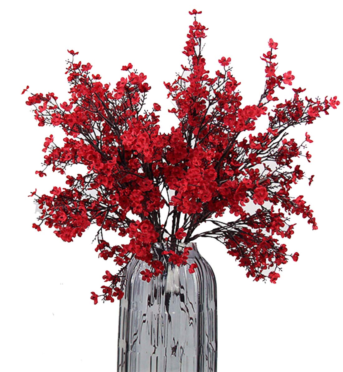 JAKY-Global Babys Breath Gypsophila Artificial Flowers 6 Bundle European Fake Silk Plants Decor Wedding Party Decoration Bouquets Real Touch DIY Home Garden(Red)